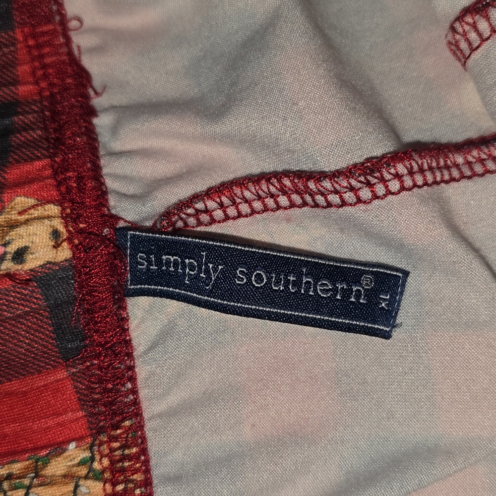 Simply Southern Lounge PJ Pants Dogs Tangled Christmas Lights Plaid Women XL - Picture 11 of 16